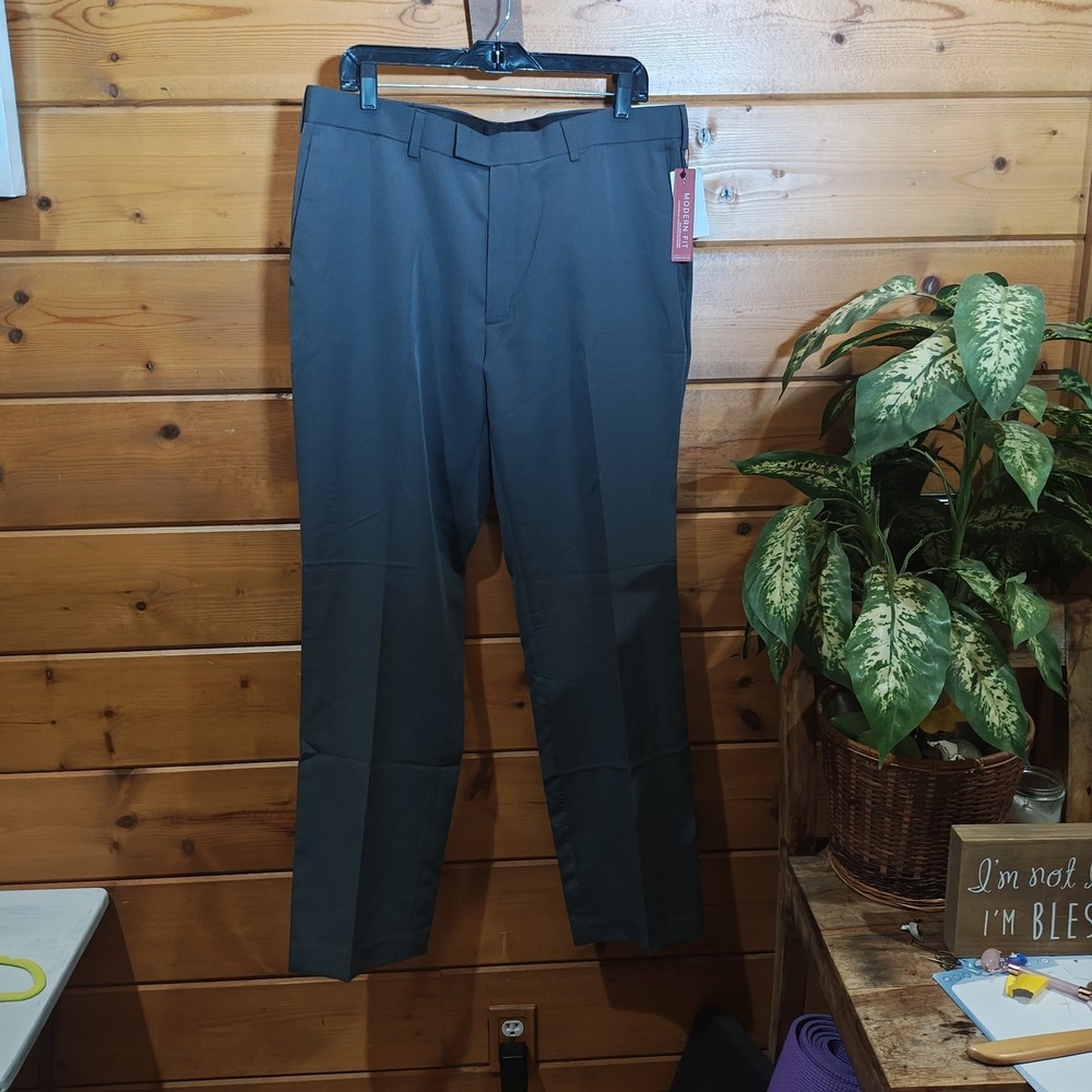 Perry Ellis Portfolio Travel Luxe Slim Fit Dress‎ Pants Gray 36x32 Charcoal